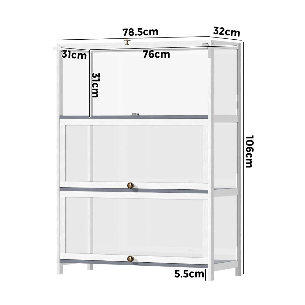 Display Cabinet 3 Tiers Clear Door White