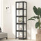 Oikiture 5 Tier Display Cabinet Bamboo Acrylic Door Storage Shelf Black