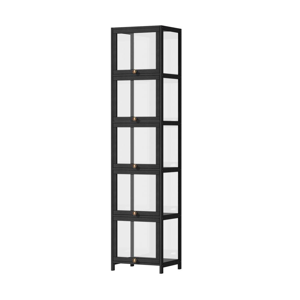 Display Cabinet Slim 5-Tier Clear Black