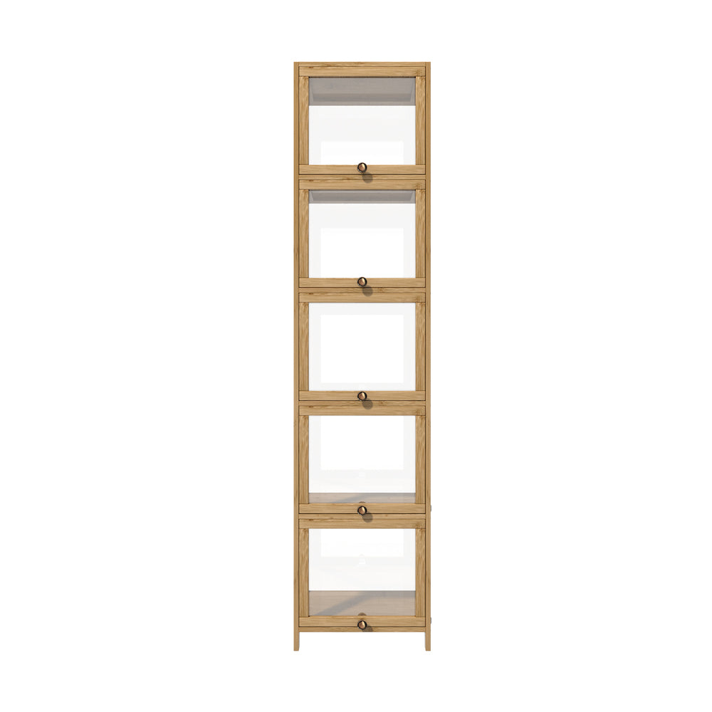 Display Cabinet Slim 5-Tier Shelves Clear Oak