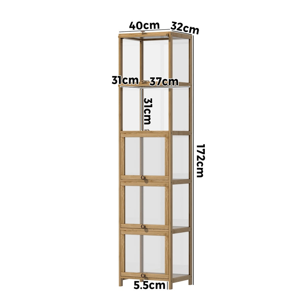 Display Cabinet Slim 5-Tier Shelves Clear Oak