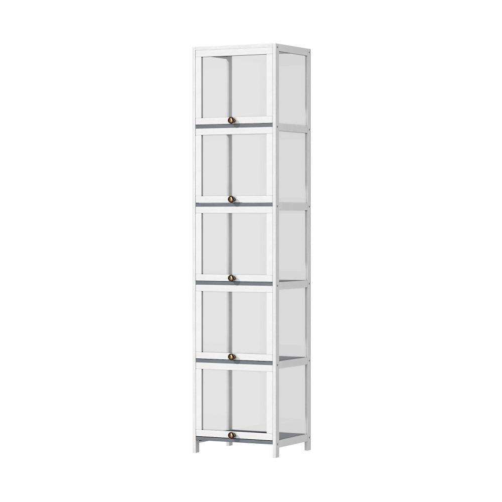 Display Cabinet Slim 5-Tier Shelves Clear White