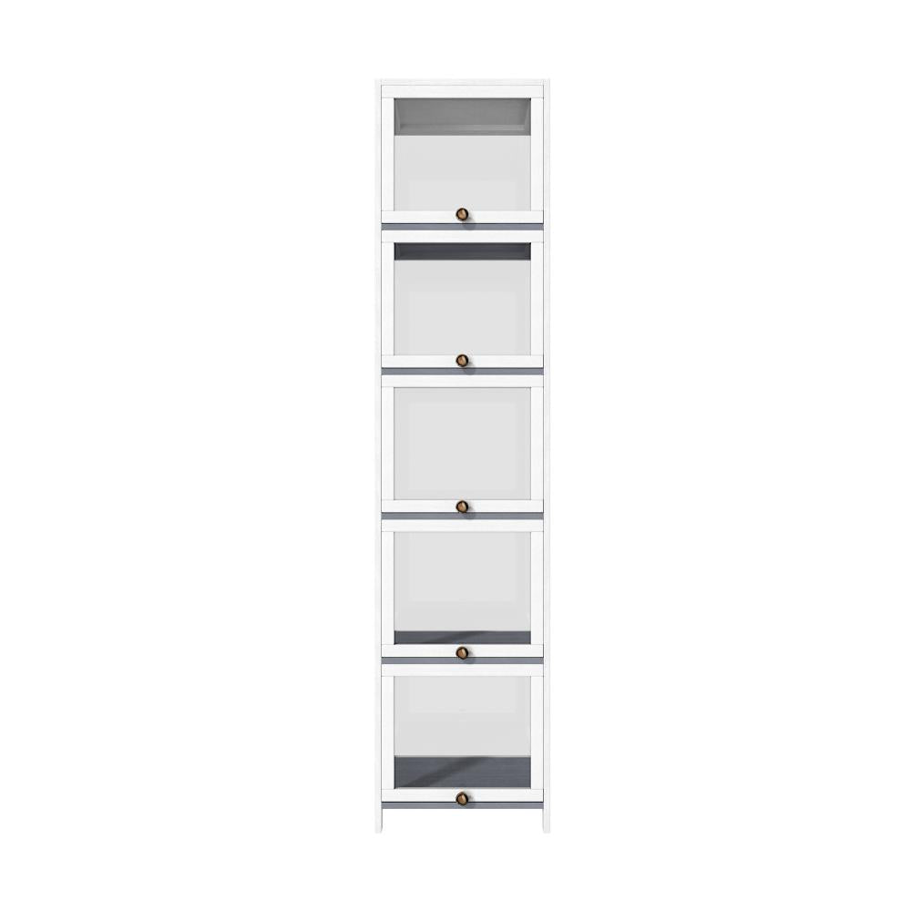 Display Cabinet Slim 5-Tier Shelves Clear White