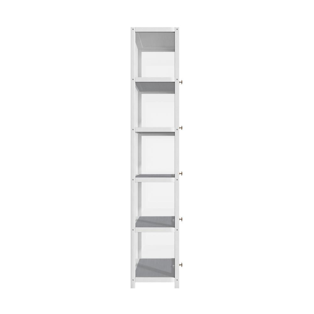 Display Cabinet Slim 5-Tier Shelves Clear White