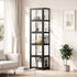 Display Cabinet Black – Slim 5‑Tier Bamboo Frame with Clear Acrylic Doors