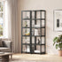 Display Cabinet Black – Slim 5‑Tier Bamboo Frame with Clear Acrylic Doors