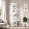 Display Cabinet White – Slim 5‑Tier Bamboo Frame with Clear Acrylic Doors