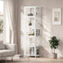 Display Cabinet White – Slim 5‑Tier Bamboo Frame with Clear Acrylic Doors