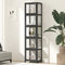 Oikiture 5 Tier Display Cabinet Black Bamboo Storage Shelves Acrylic Doors