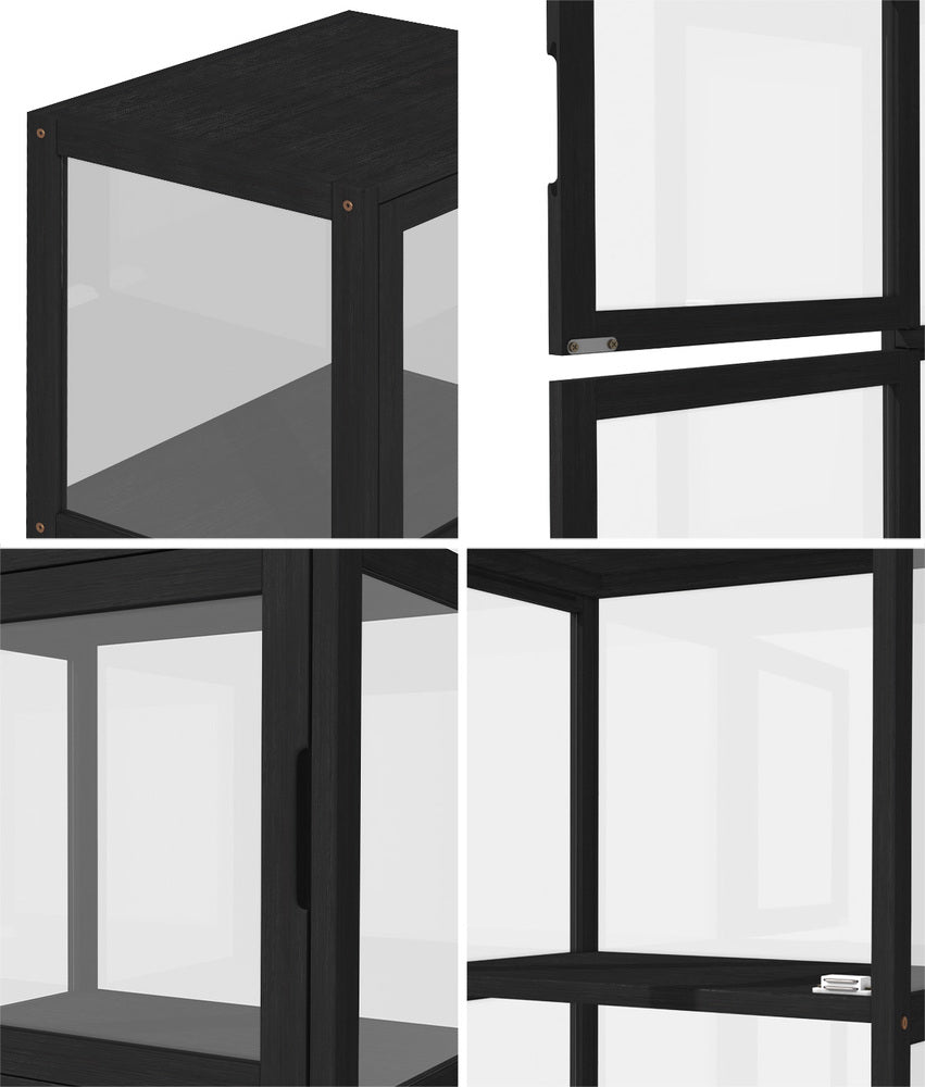 Display Cabinet 5-Tier Slim Storage Shelves Black