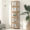 Oikiture 5 Tier Display Cabinet Brown Bamboo Storage Shelves Acrylic Doors