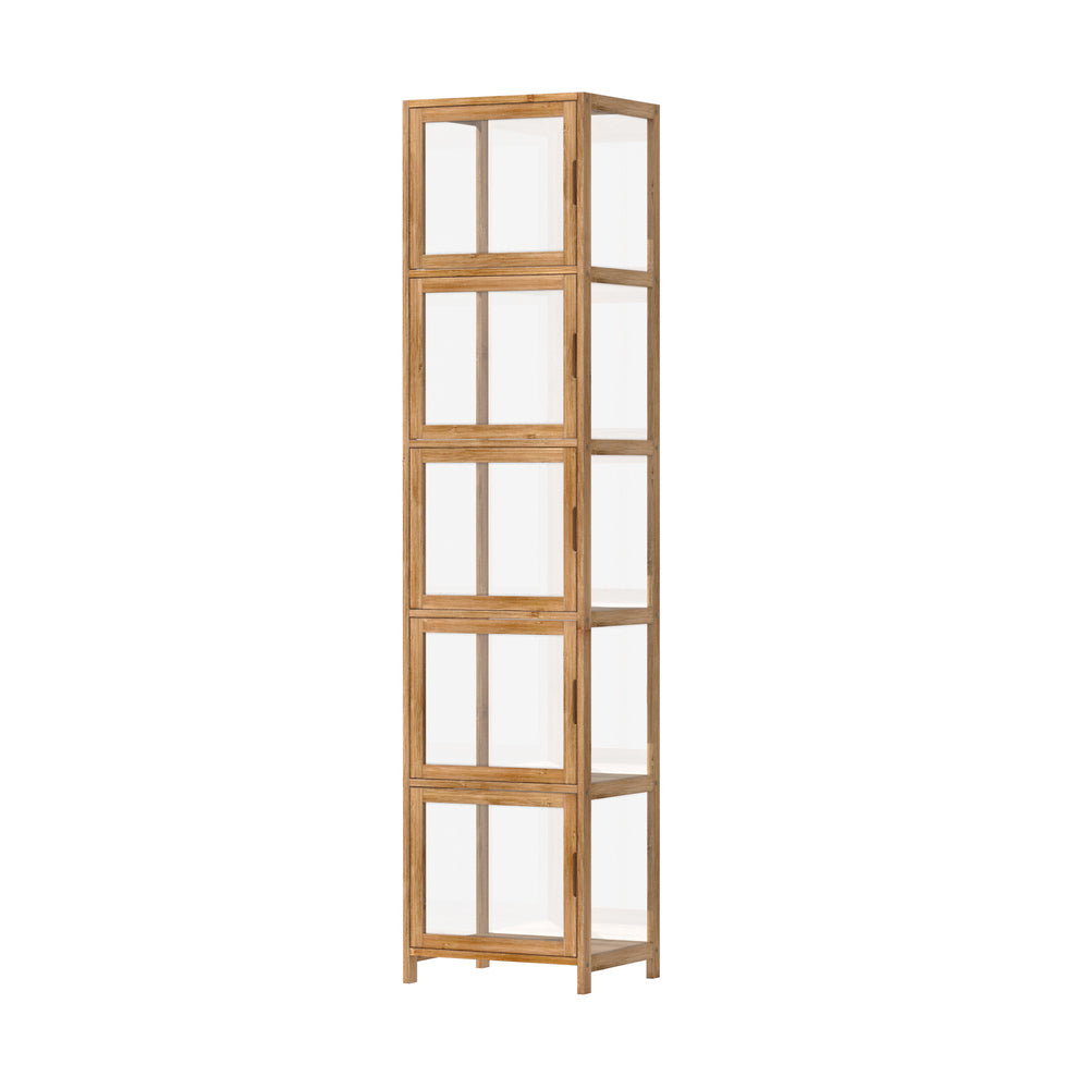 Display Cabinet 5-Tier Slim Storage Shelves Brown