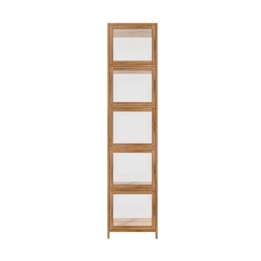 Display Cabinet 5-Tier Slim Storage Shelves Brown