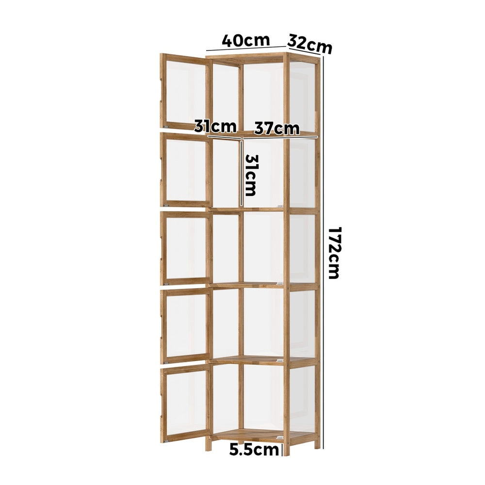 Display Cabinet 5-Tier Slim Storage Shelves Brown