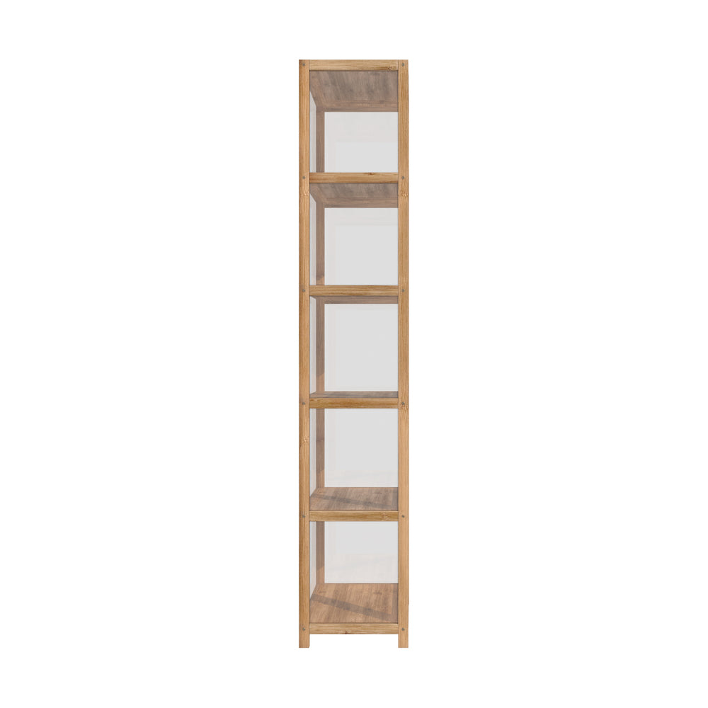 Display Cabinet 5-Tier Slim Storage Shelves Brown