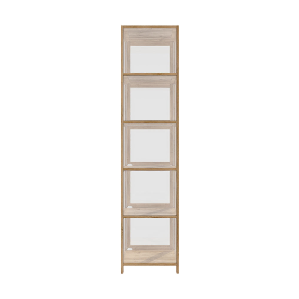 Display Cabinet 5-Tier Slim Storage Shelves Brown