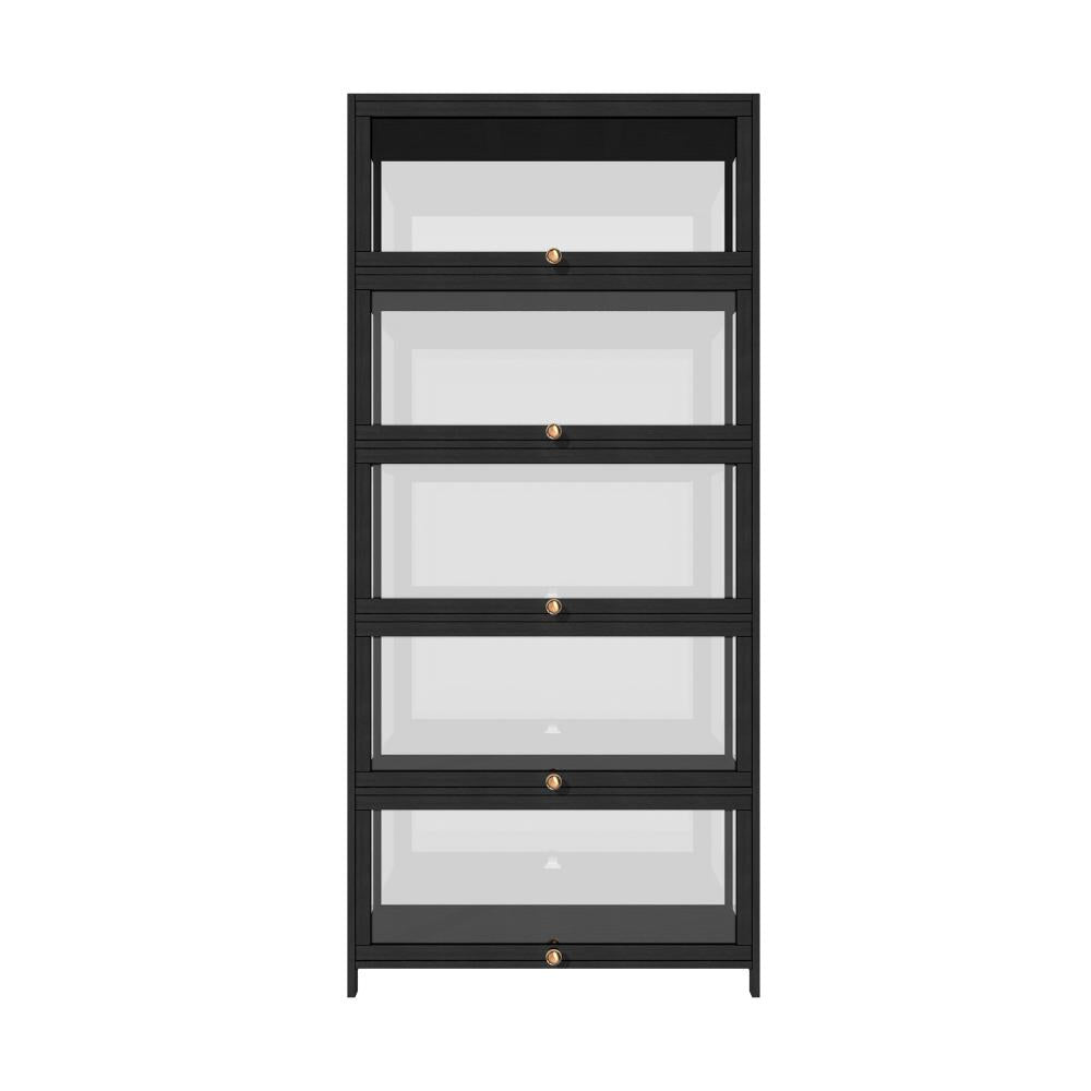 Display Cabinet 5 Tiers Clear Door Black