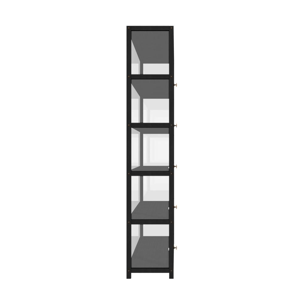 Display Cabinet 5 Tiers Clear Door Black