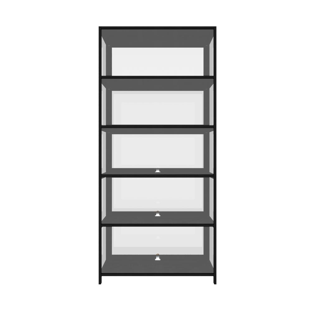 Display Cabinet 5 Tiers Clear Door Black