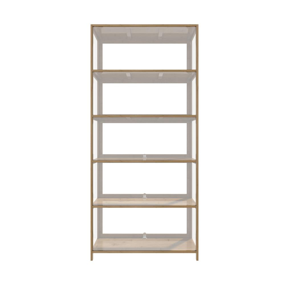 Display Cabinet 5-Tier Clear Shelves Oak
