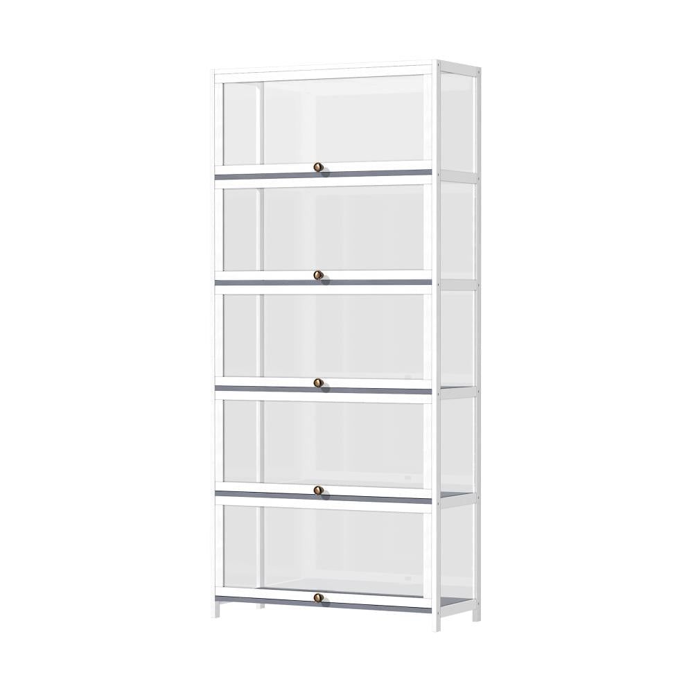 Display Cabinet 5 Tiers Clear Door White