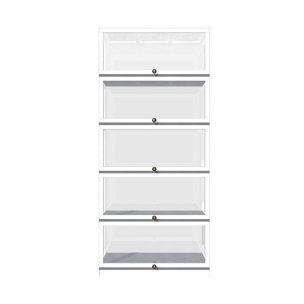Display Cabinet 5 Tiers Clear Door White