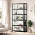 Display Cabinet Black – 5‑Tier Bamboo Frame with Clear Acrylic Doors