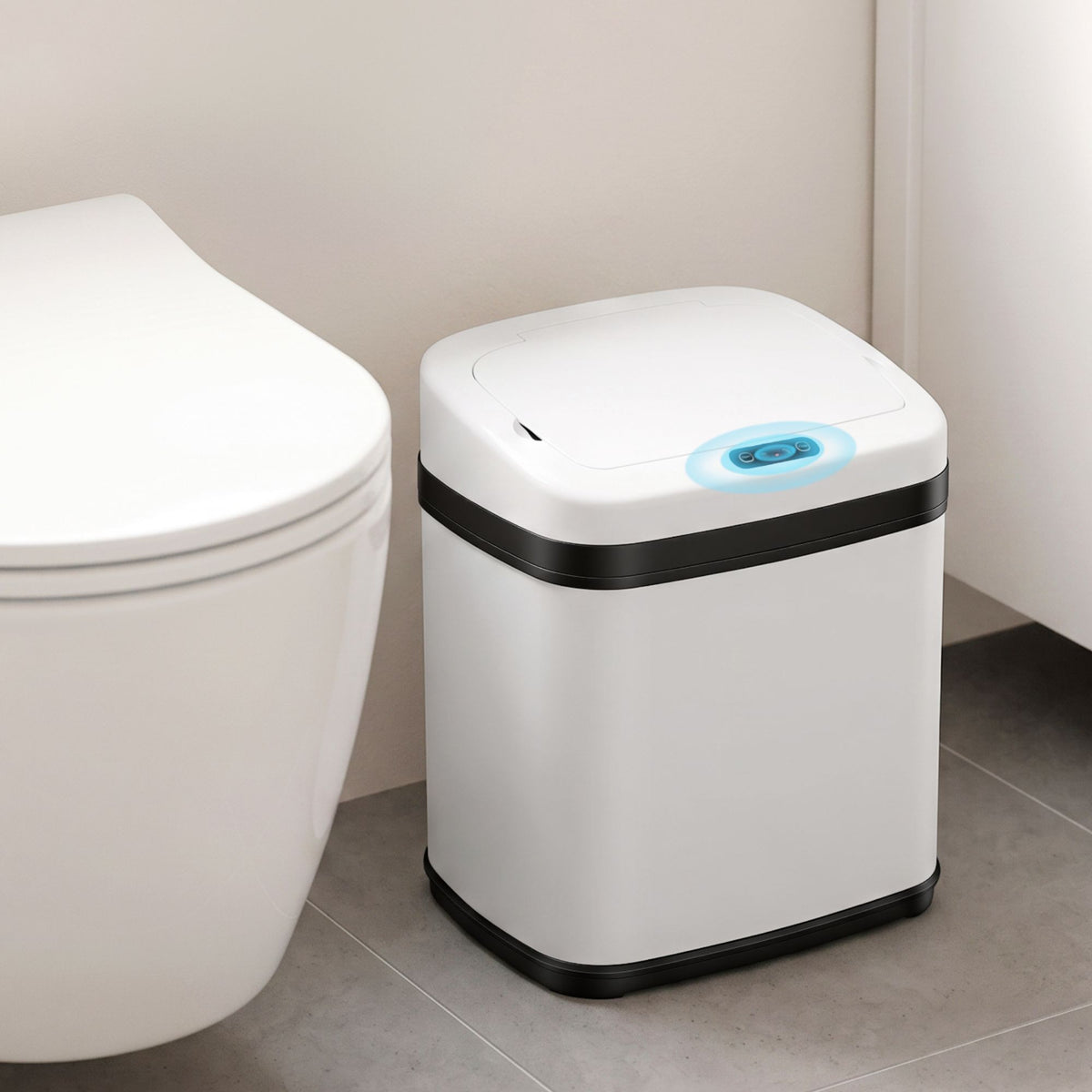 15L Motion Sensor Bin Touchless Bins Soft-Close Rubbish Trash Can White