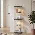 Glass Display Cabinet Black – 4‑Tier LED Light Showcase Clear Glass