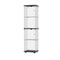 Glass Display Cabinet Black – 4‑Tier LED Light Showcase Clear Glass