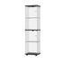 Glass Display Cabinet Black – 4‑Tier LED Light Showcase Clear Glass