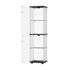 Glass Display Cabinet Black – 4‑Tier LED Light Showcase Clear Glass