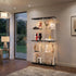 Glass Display Cabinet Black – 4‑Tier LED Light Showcase Clear Glass