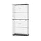 Glass Display Cabinet Black – 4‑Tier LED Showcase with Double Glass Doors