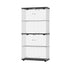 Glass Display Cabinet Black – 4‑Tier LED Showcase with Double Glass Doors
