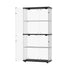 Glass Display Cabinet Black – 4‑Tier LED Showcase with Double Glass Doors