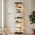 Glass Display Cabinet Black – 6‑Tier LED Light Showcase with Tempered Glass