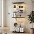 Glass Display Cabinet Black – 6‑Tier LED Showcase with Double Glass Doors