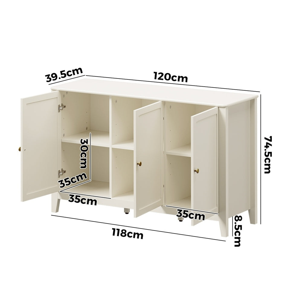 Oikiture 3 Door Buffet Sideboard Cabinet Table 120cm