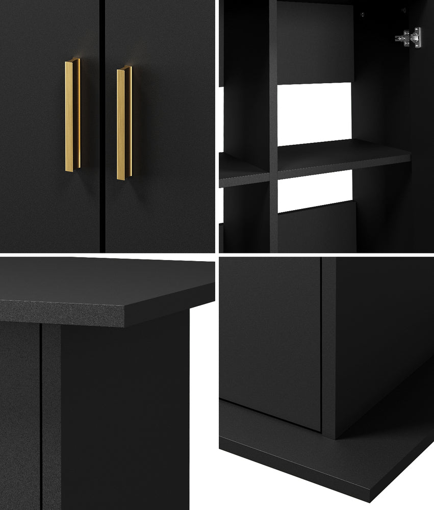 Fish Tank Stand Cabinet Sideboard Storage Black