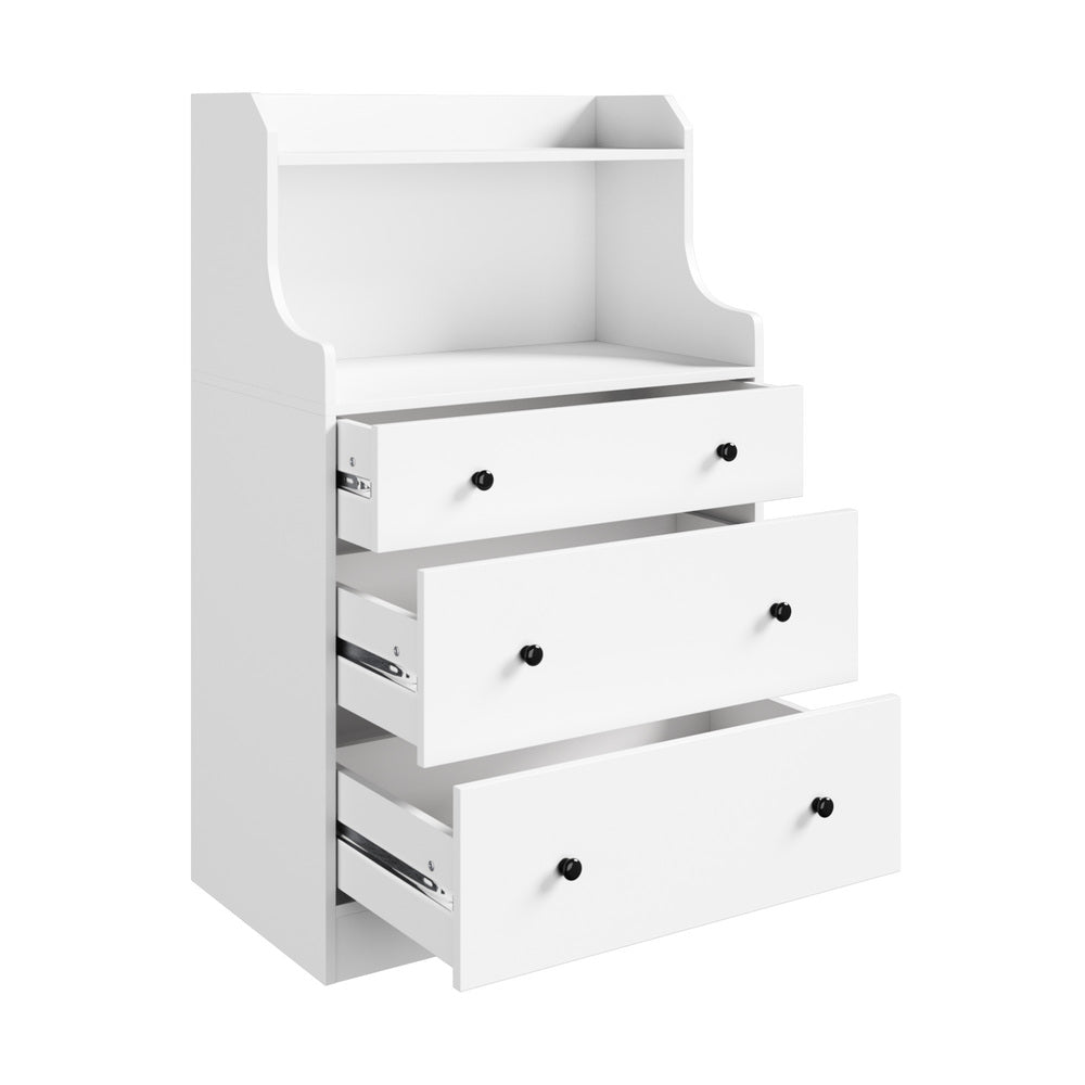 Oikiture Sideboard Buffet Cupboard 3 Chest of Drawers White