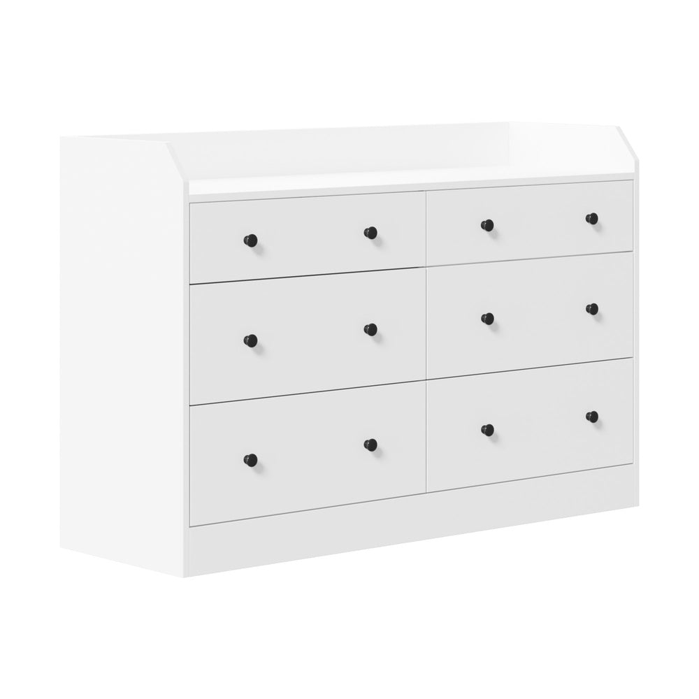 Oikiture Buffet Sideboard Hamptons Style 6 Drawers White