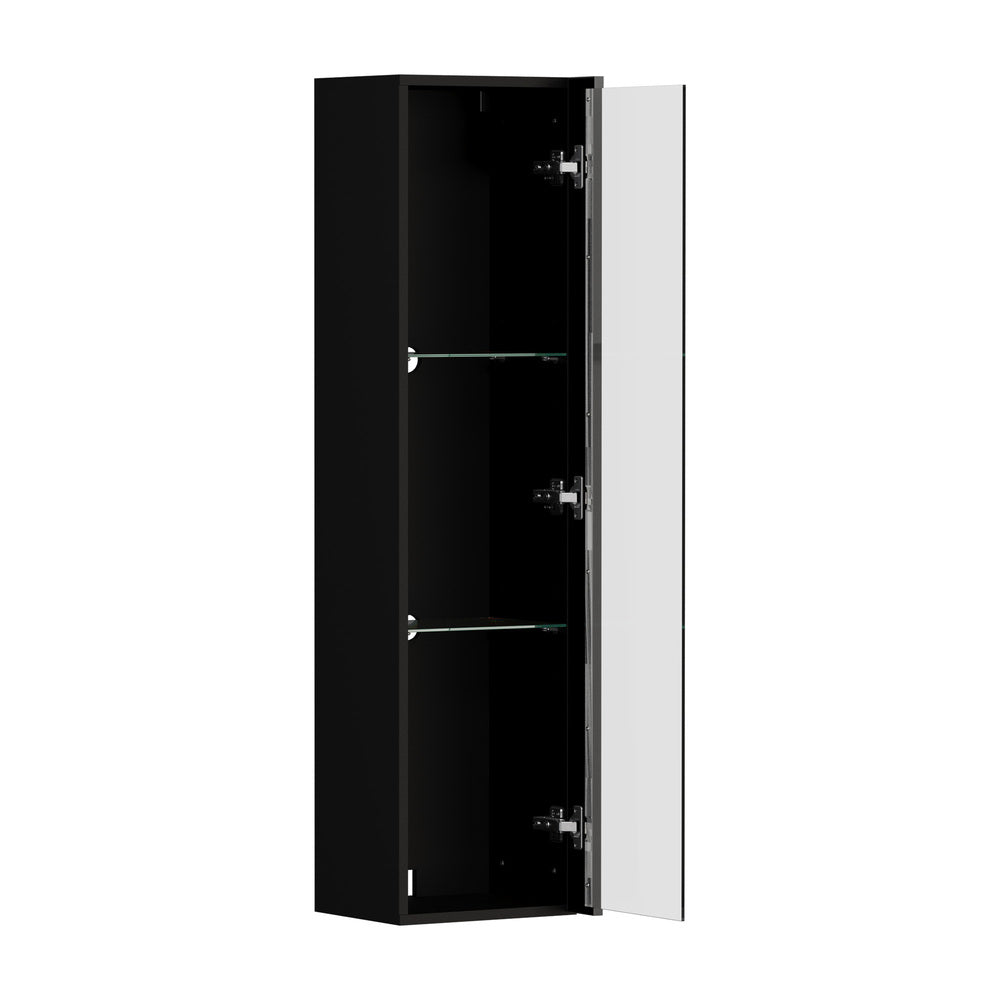 Wall Mounted Display Cabinet LED High Gloss Cupboard Black