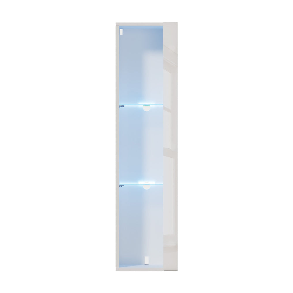 Wall Mounted Display Cabinet LED High Gloss Cupboard Whtie