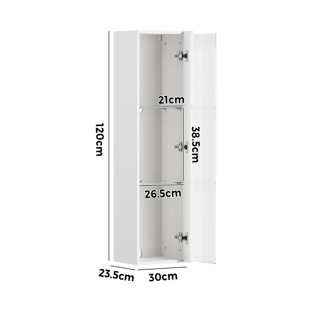 Wall Mounted Display Cabinet LED High Gloss Cupboard Whtie