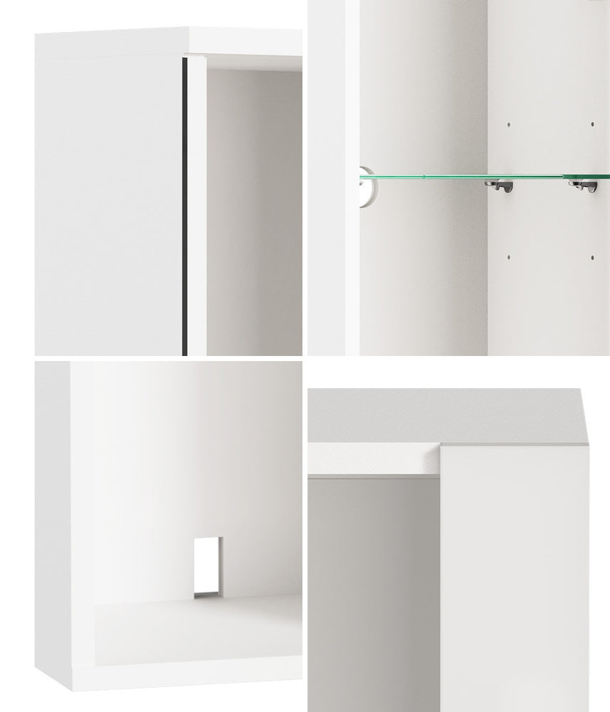 Wall Mounted Display Cabinet LED High Gloss Cupboard Whtie