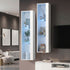 2PCS LED Display Cabinet Wall Mounted Storage Cupboard White