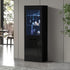 Display Cabinet Black – High Gloss Cupboard with LED & Glass Shelves