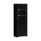 Oikiture 2x LED Cabinet Tall Sideboard High Gloss Cupboard Black