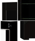 Oikiture 2x LED Cabinet Tall Sideboard High Gloss Cupboard Black